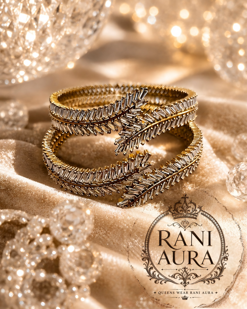 Royal Leaf Baguette AD Bangle Set