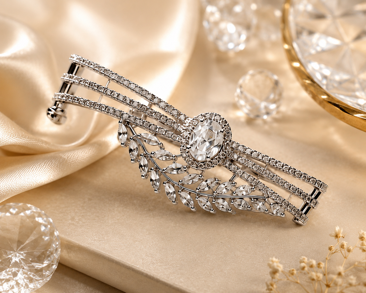 Royal Radiance Diamond Leaf Bracelet
