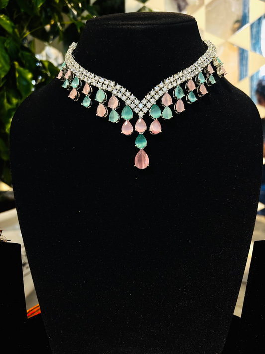 Celestial Rose & Mint Crystal Necklace